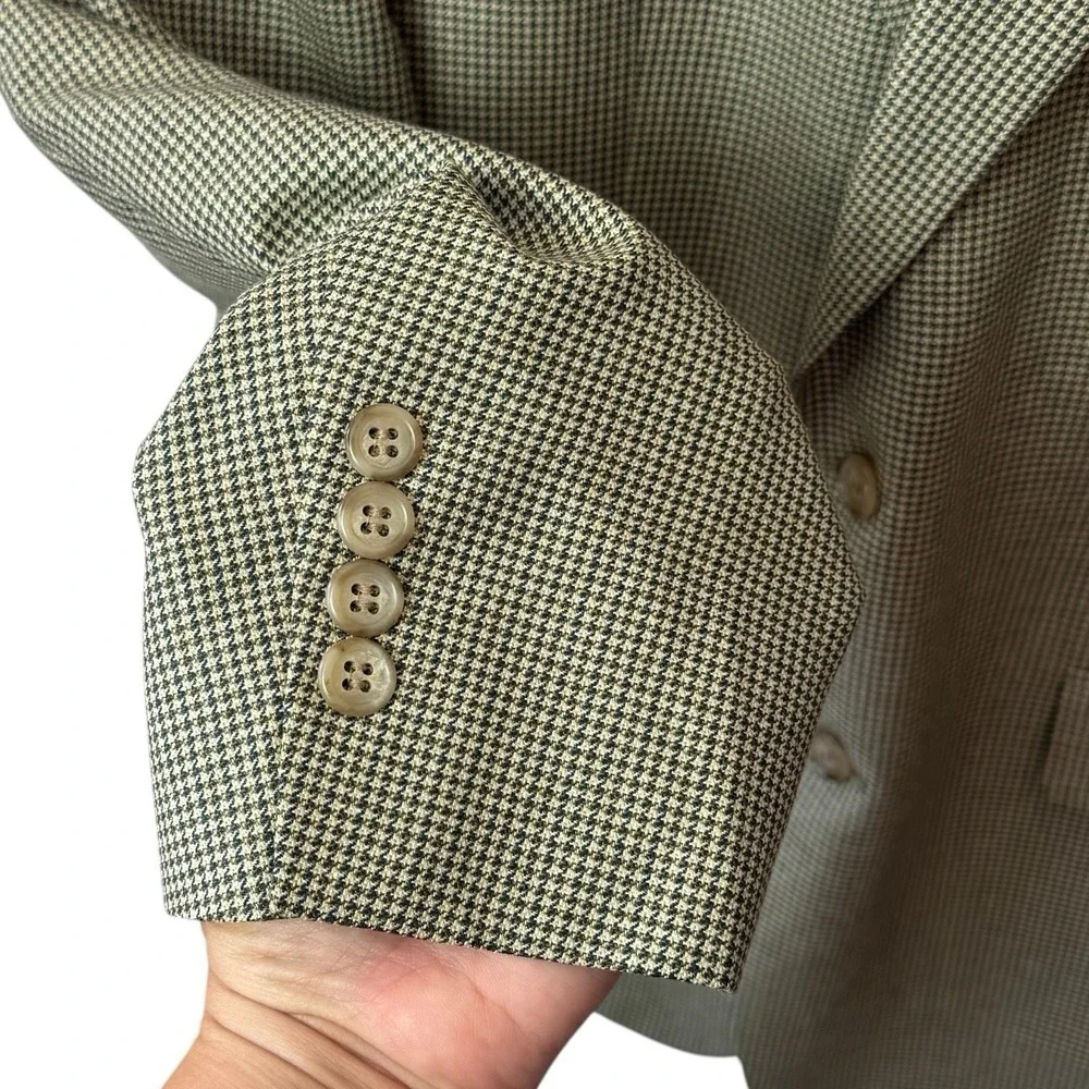 Brooks Brothers Houndstooth Wool Silk Sport Coat Suit Jacket Career Luxury 40R
